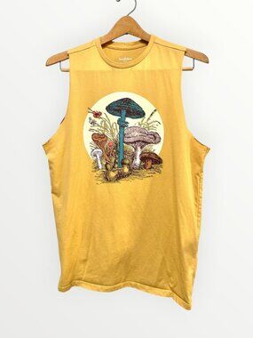 Goodfellow & Co. Mens Muscle Tank Top Mushroom Theme Mustard Yellow Size M Mod